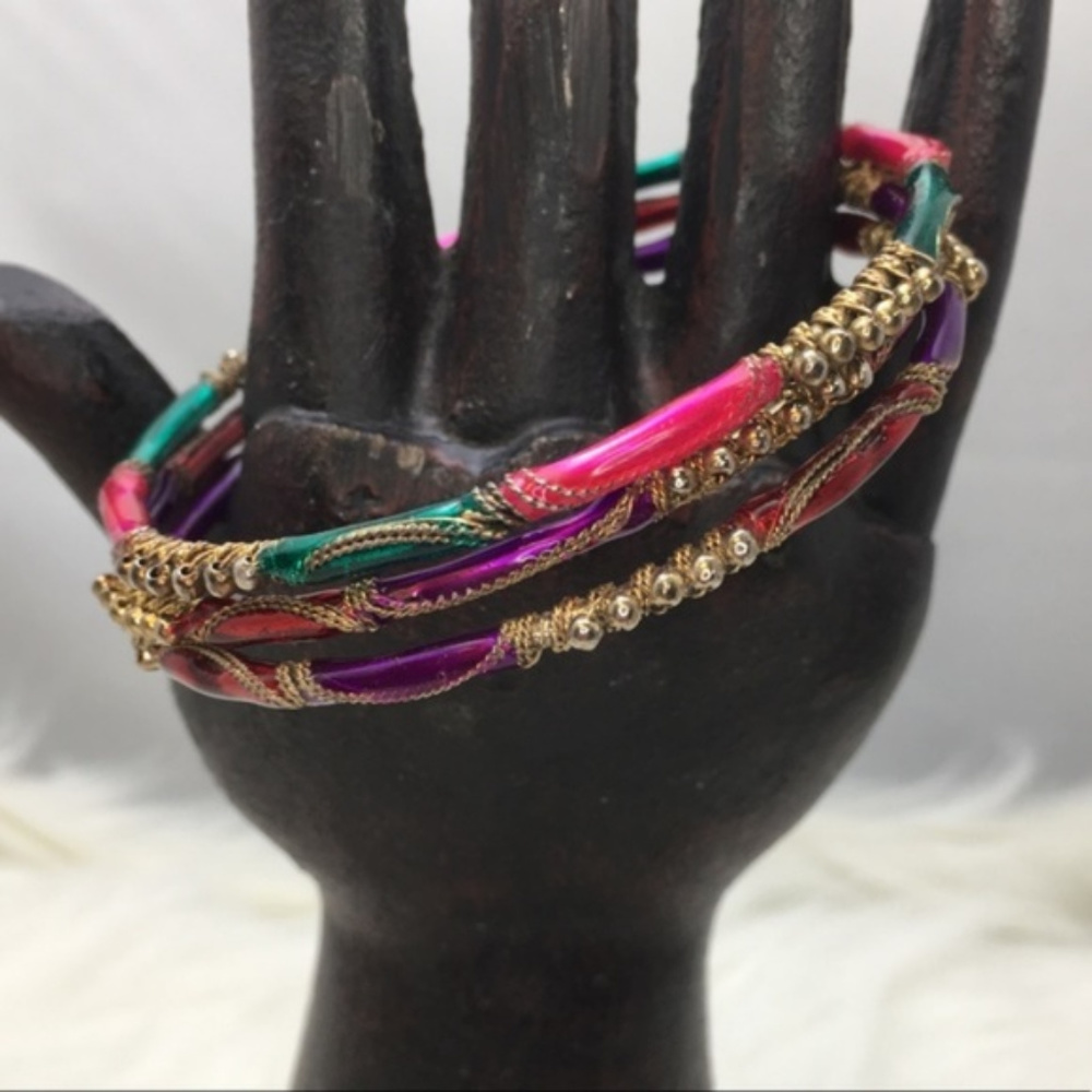 Multi-Colored India 3-Piece Stacking Bangle Set - image 2